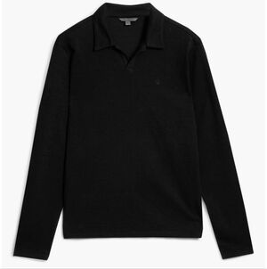 John Varvatos Black Long-Sleeve Polo
